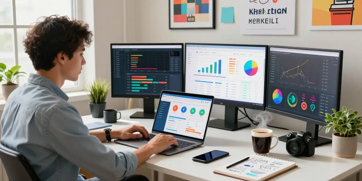 Ruang kerja digital marketing yang menunjukkan analitik halte4d dengan suasana cerah dan inspiratif.
