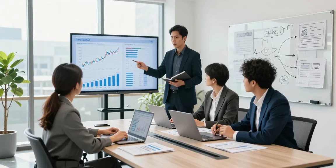 Team analyzing financial strategies at https://www.mpocash.net/ in modern office setting.
